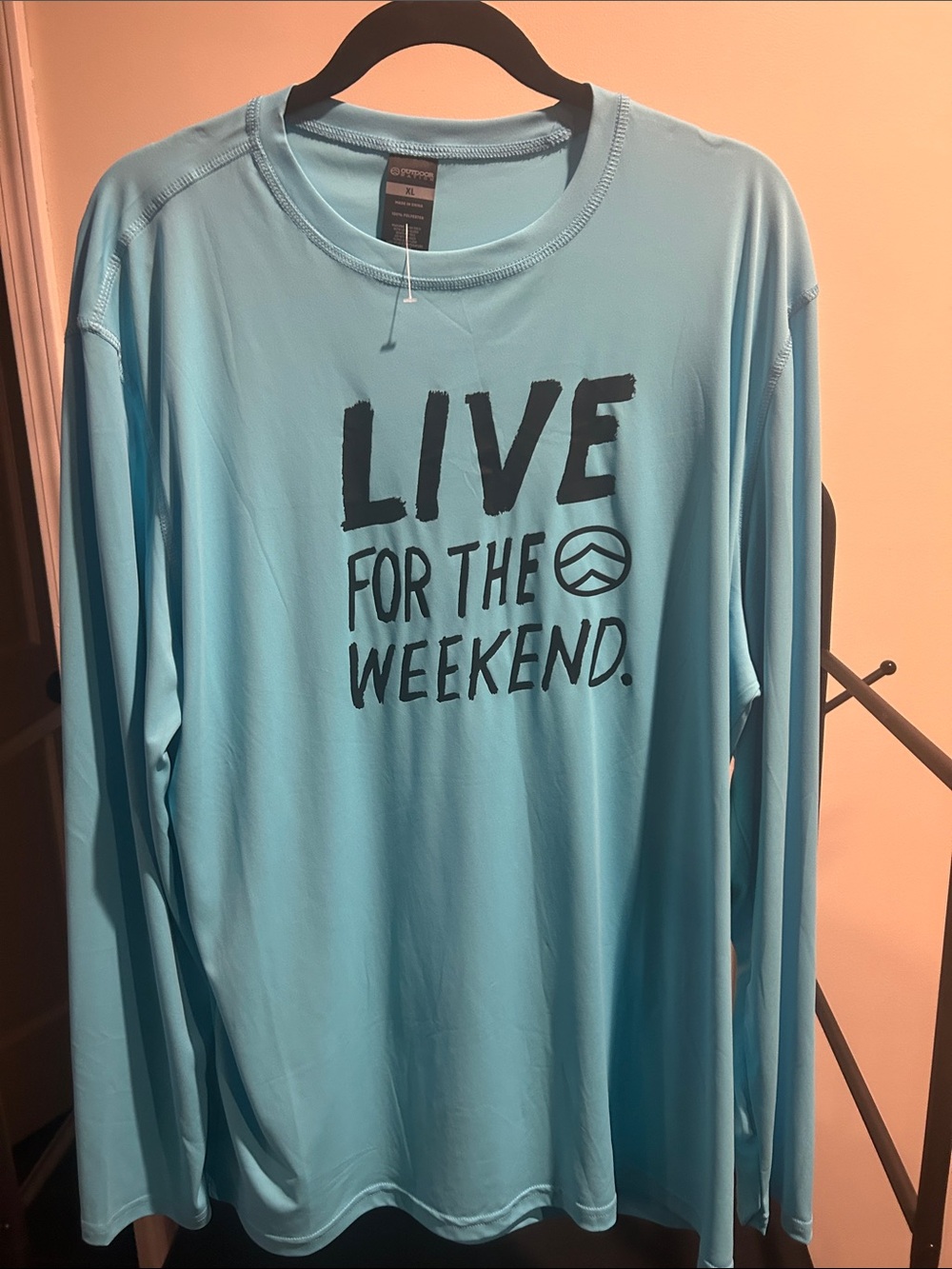 Light Blue mens Long-Sleeve shirt- LIVE FOR THE WEEKEND